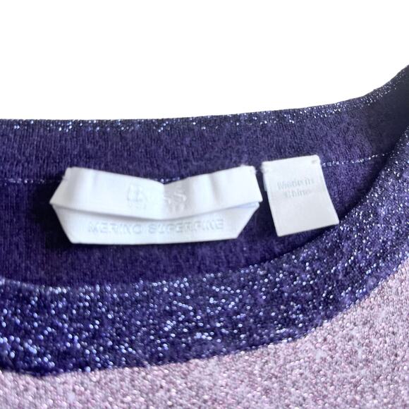 HUGO BOSS Colorblock Top Sweater Pink Purple Black Metallic Wool Blend Large - Picture 6 of 9